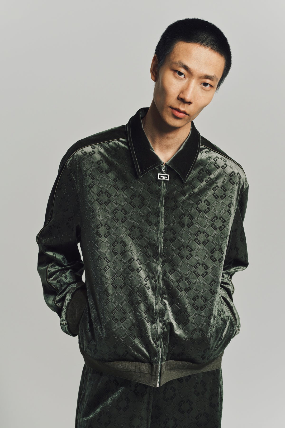 GIVENCHY | TRACKSUIT JACKET IN MONOGRAM 72 VELVET