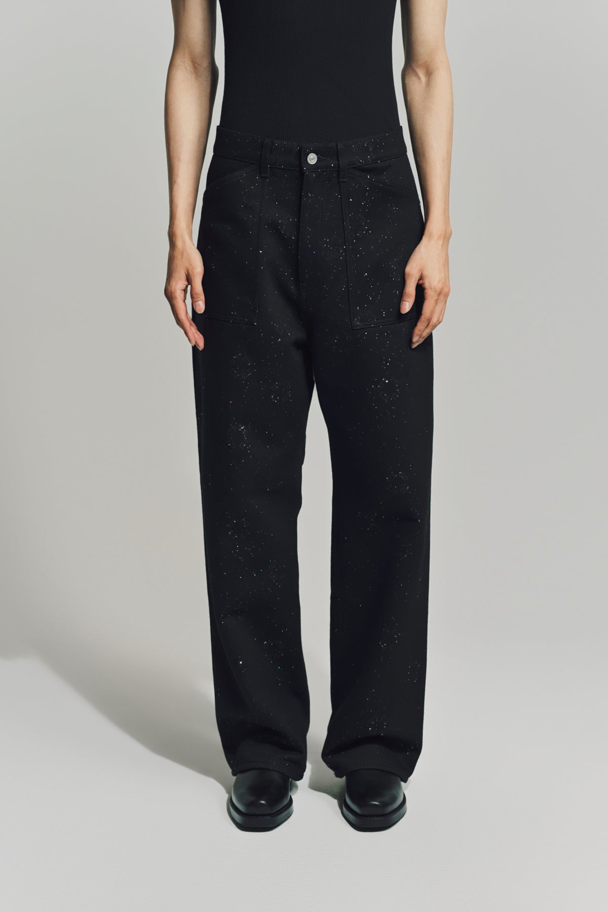 GIVENCHY | LOOSE FIT JEANS IN MONOGRAM 72 DENIM WITH SEQUINS