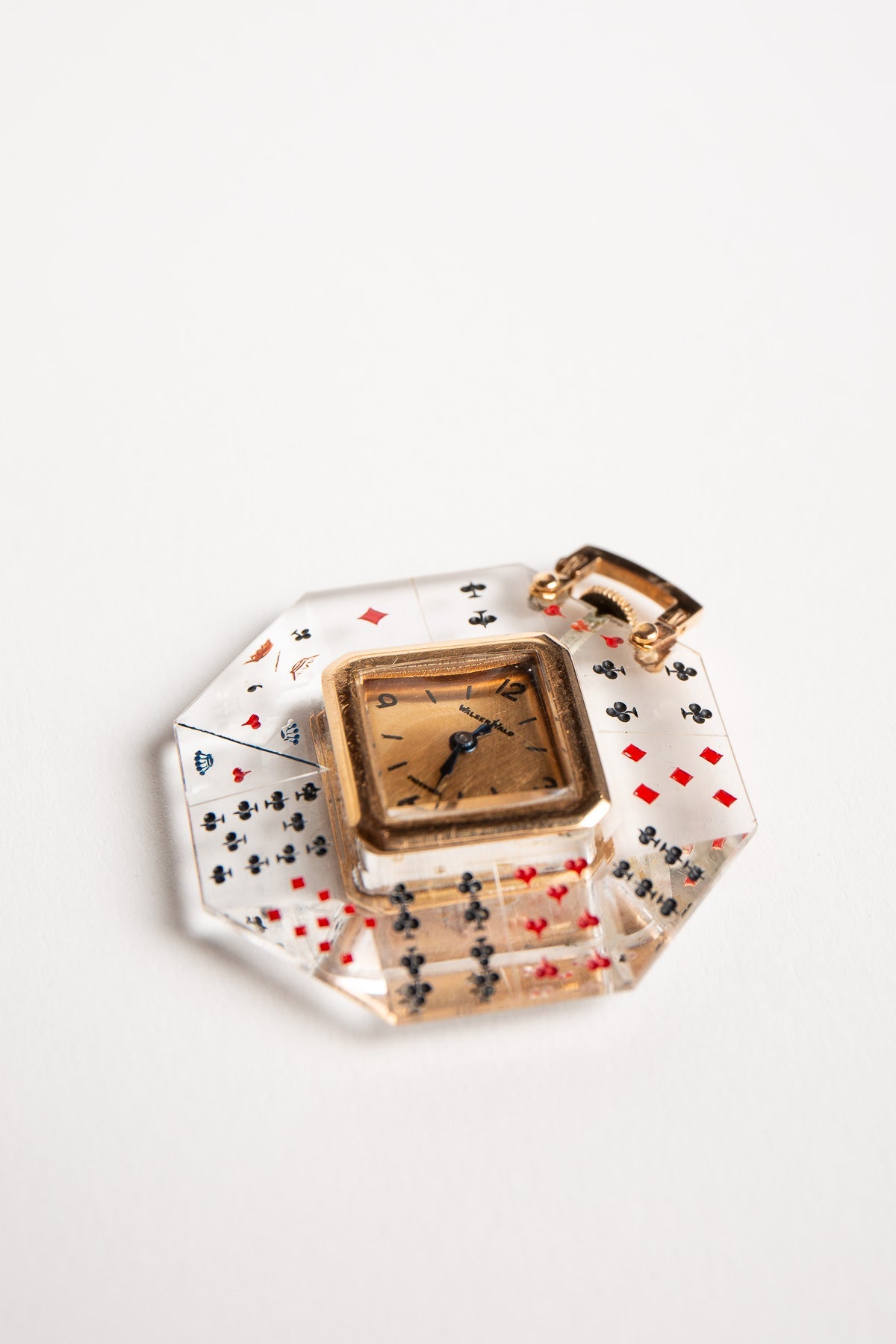 WALSER WALD | 1960'S CRYSTAL DECK OF CARDS WATCH PENDANT - MAXFIELD LA