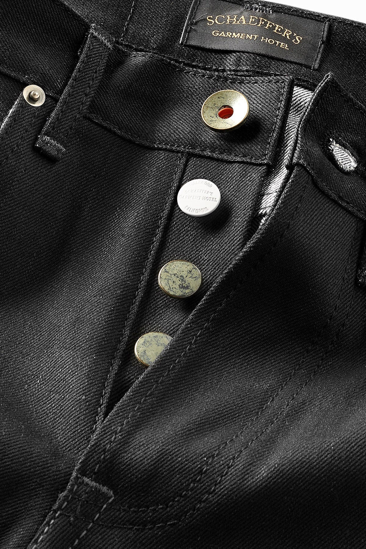 SCHAEFFER'S GARMENT HOTEL | "THE PALOMA" COATED BLACK - TALL RISE 103 JEANS - MAXFIELD LA