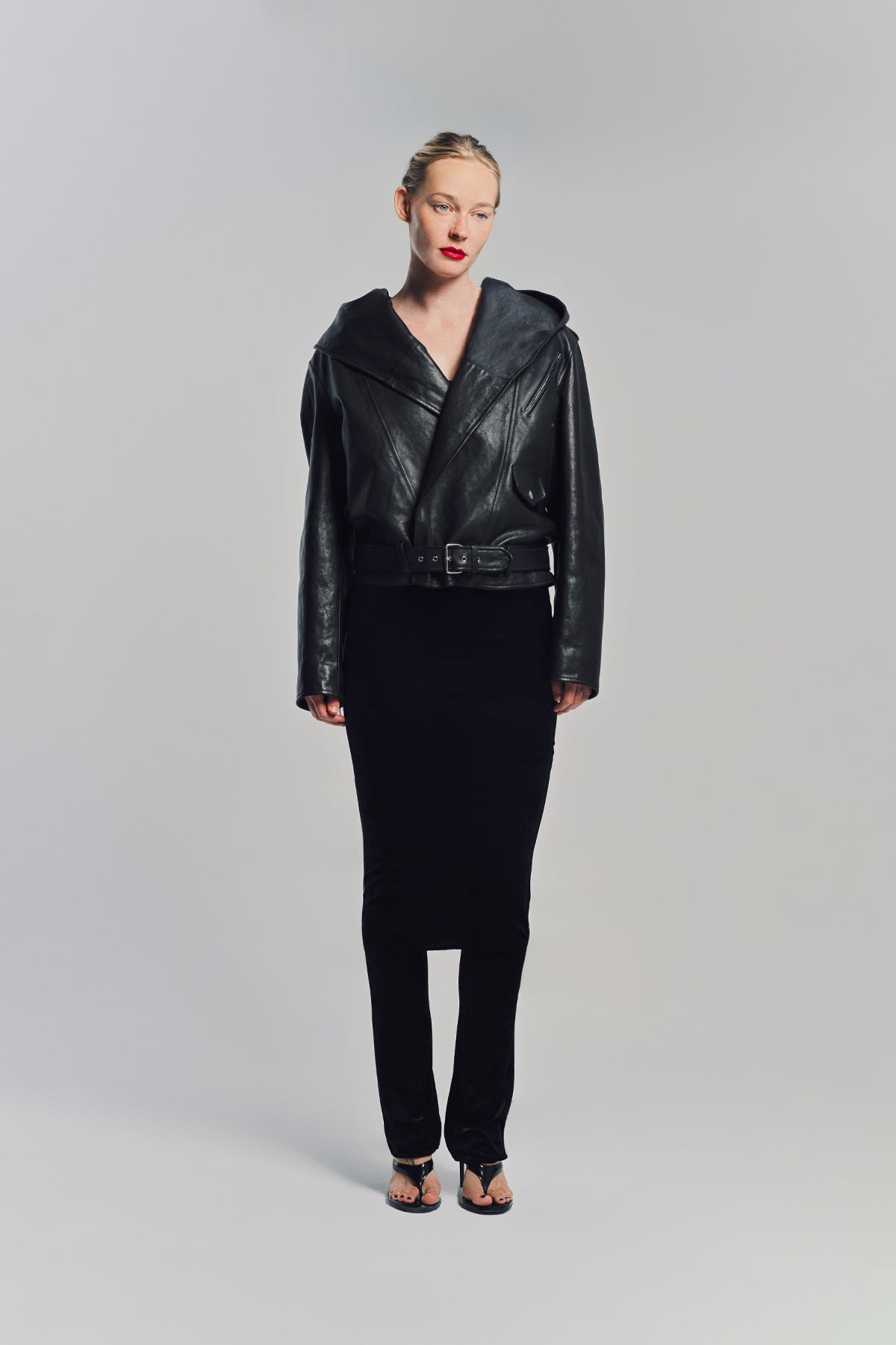 ALAÏA | LEATHER HOODED BIKER JACKET