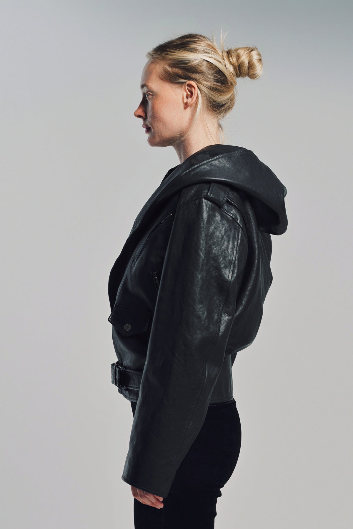 ALAÏA | LEATHER HOODED BIKER JACKET