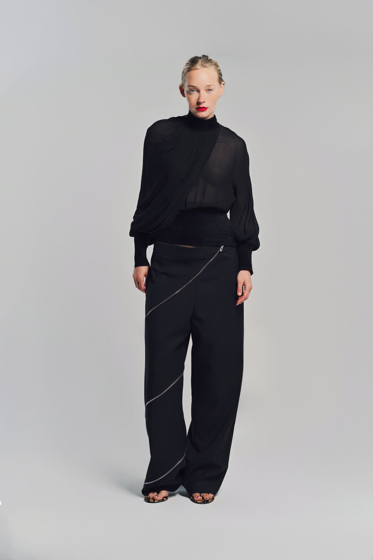 ALAÏA | DRAPED GEORGETTE BLOUSE