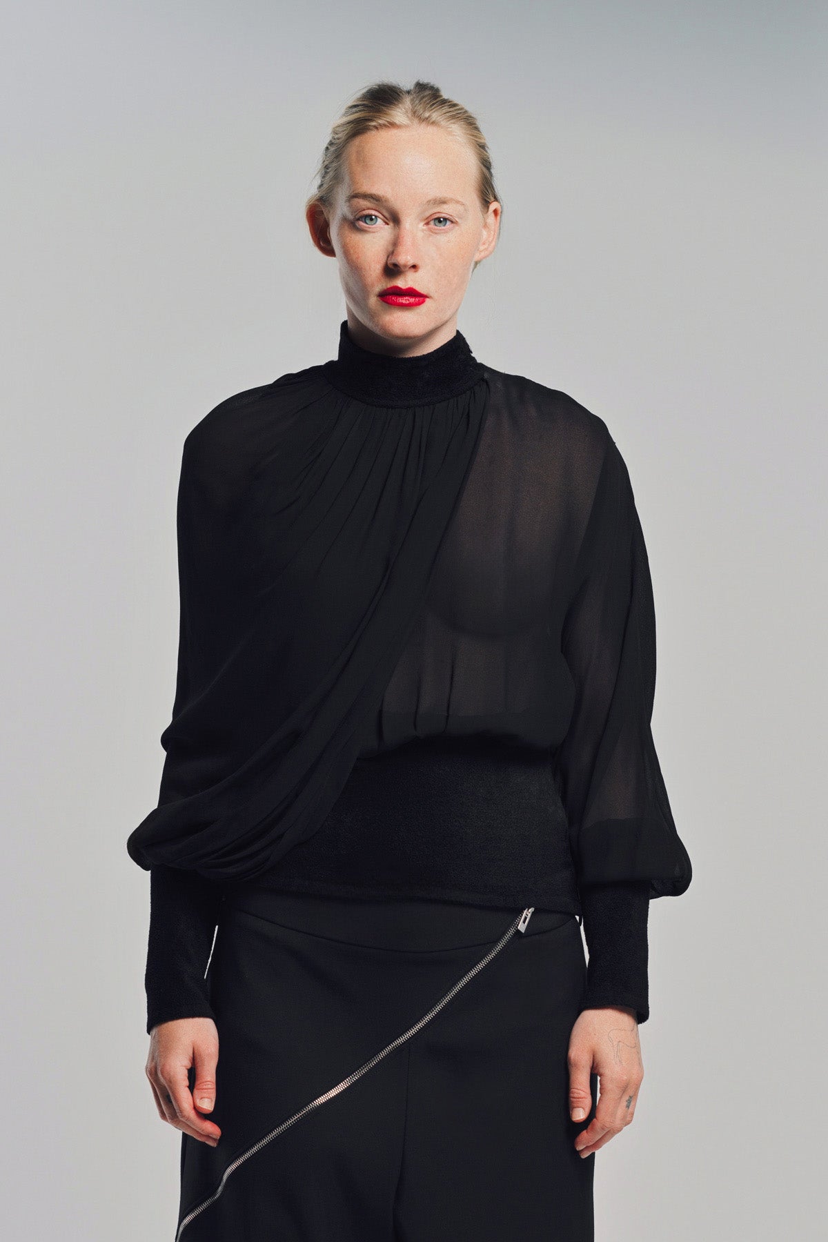 ALAÏA | DRAPED GEORGETTE BLOUSE