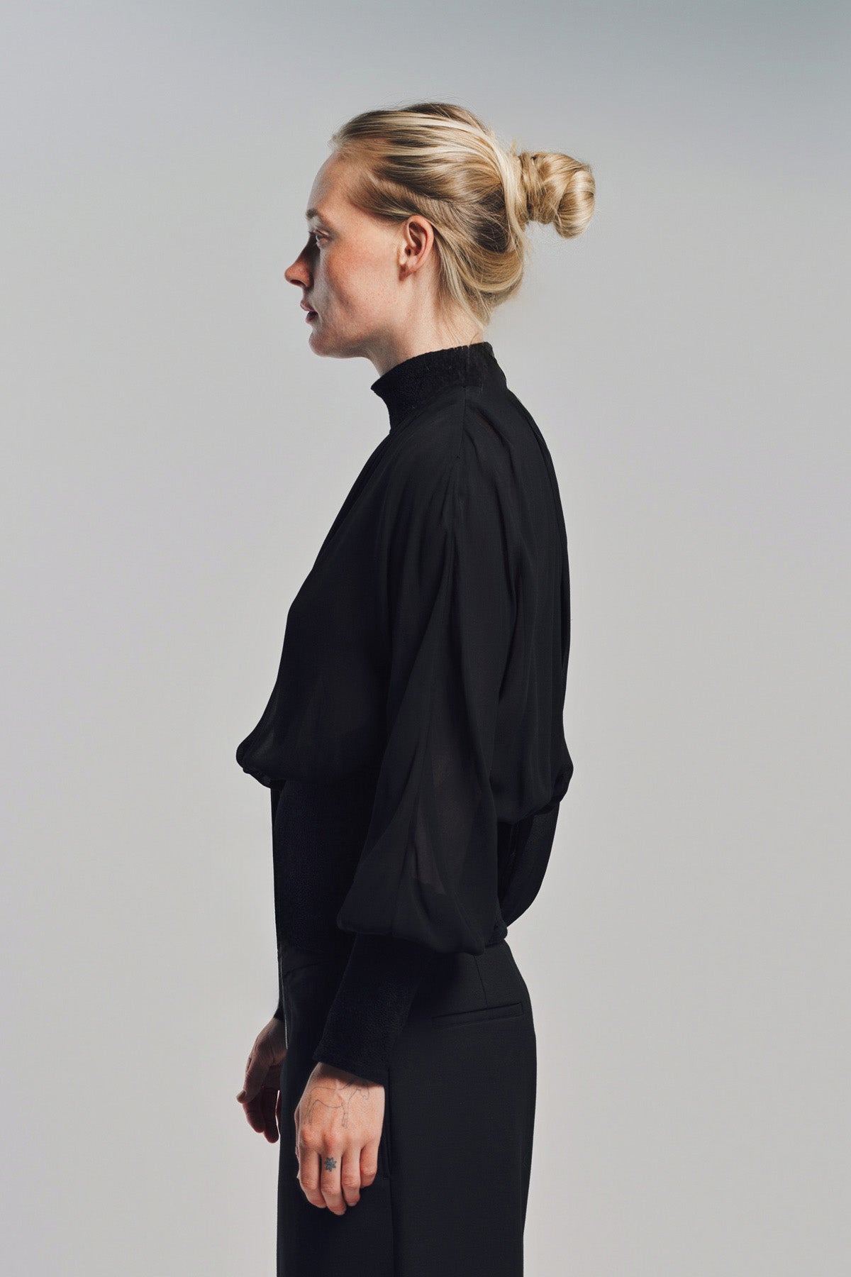 ALAÏA | DRAPED GEORGETTE BLOUSE