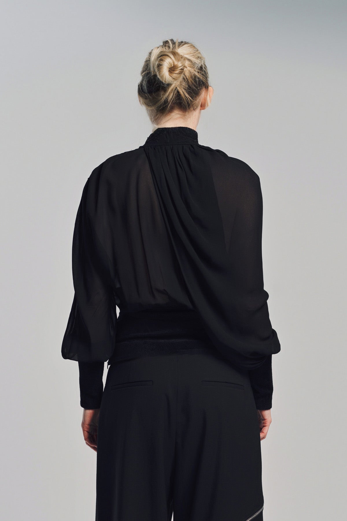 ALAÏA | DRAPED GEORGETTE BLOUSE