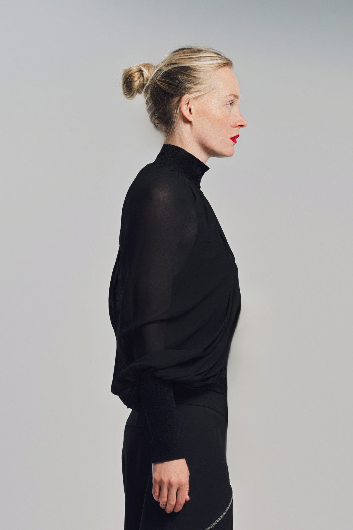 ALAÏA | DRAPED GEORGETTE BLOUSE