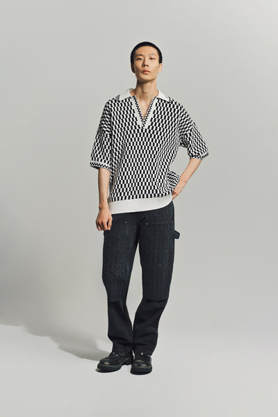 Tシャツ・カットソー AMIRI SS25 CHECKERED OVERSIZED POLO (AMKNPO1057 BURNT ORAN) 329292-44461-AMIRI-CHECKERED-