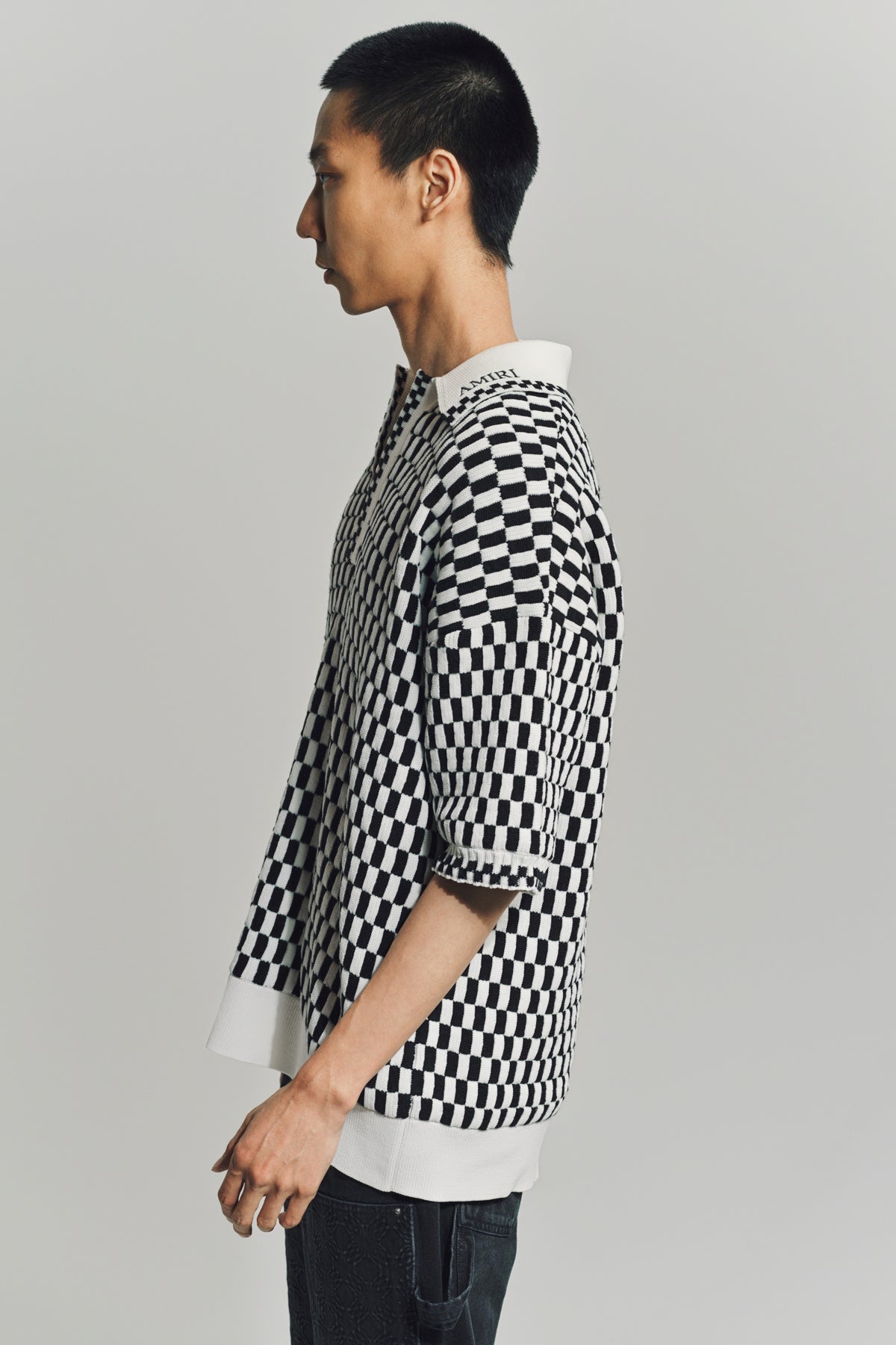AMIRI | CHECKERED OVERSIZED POLO - MAXFIELD LA