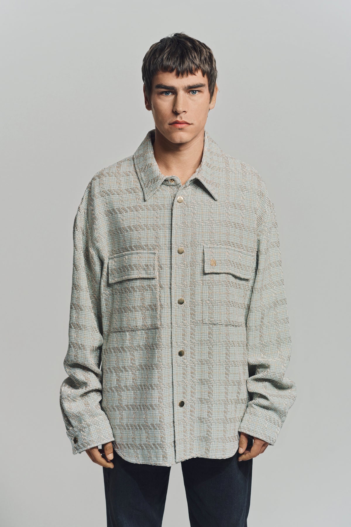 美品 AMIRI 22AW BOUCLE PADDED PVER SHIRT 329297-44462-AMIRI-CHECK-