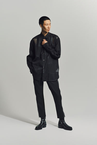COMME des GARCONS HOMME PLUS 切替シャツ Black COMME DES GARCONS HOMME PLUS | BROAD/POLLY LONG SLEEVE SHIRT
