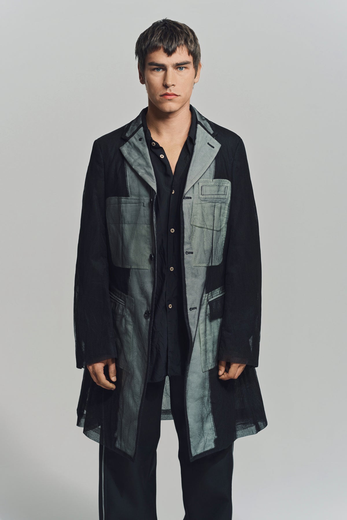 COMME DES GARCONS HOMME PLUS NYLON TULLE BLAZER COAT