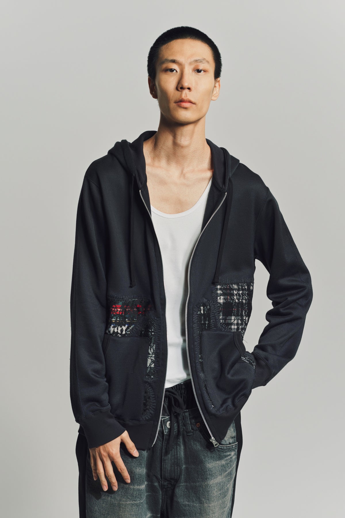 JUNYA WATANABE | FRENCH TERRY PATCHWORK HOODIE
