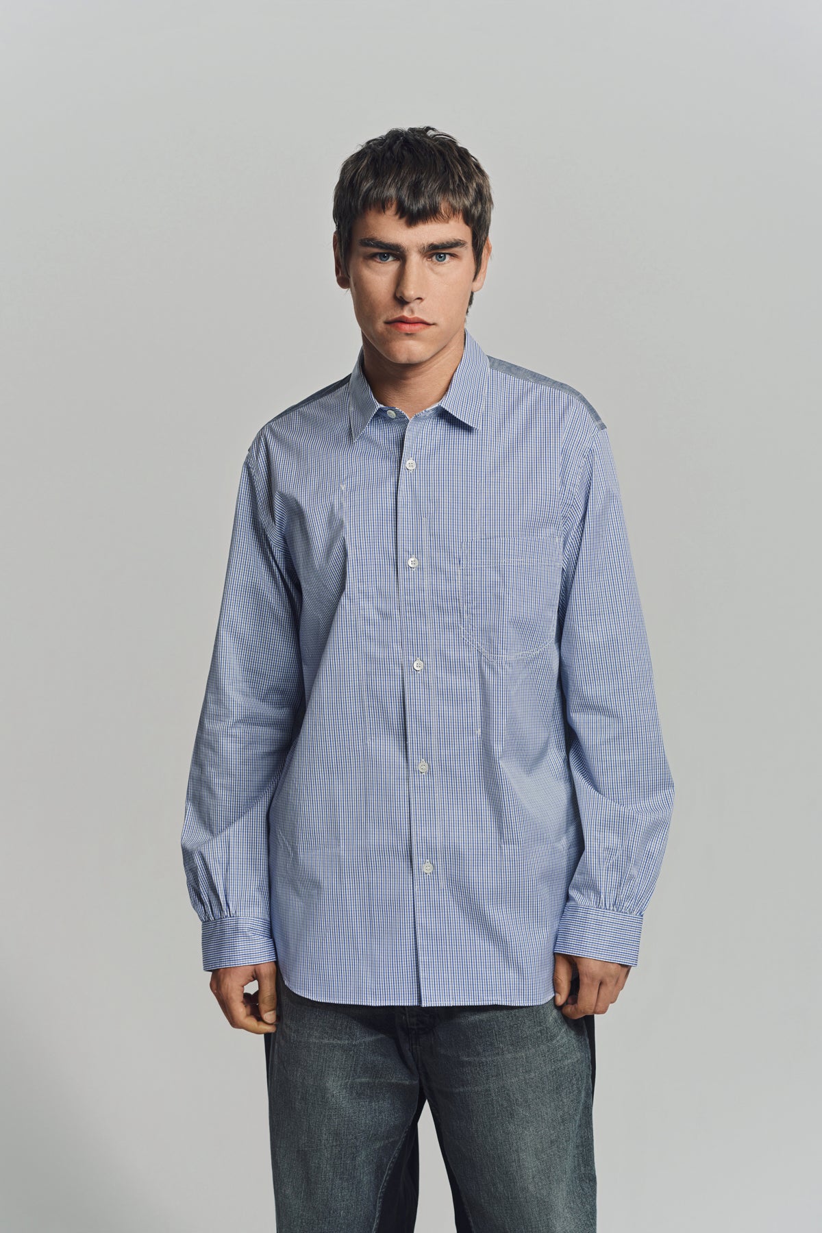 JUNYA WATANABE | CHECK CHAMBRAY LONG SLEEVE SHIRT