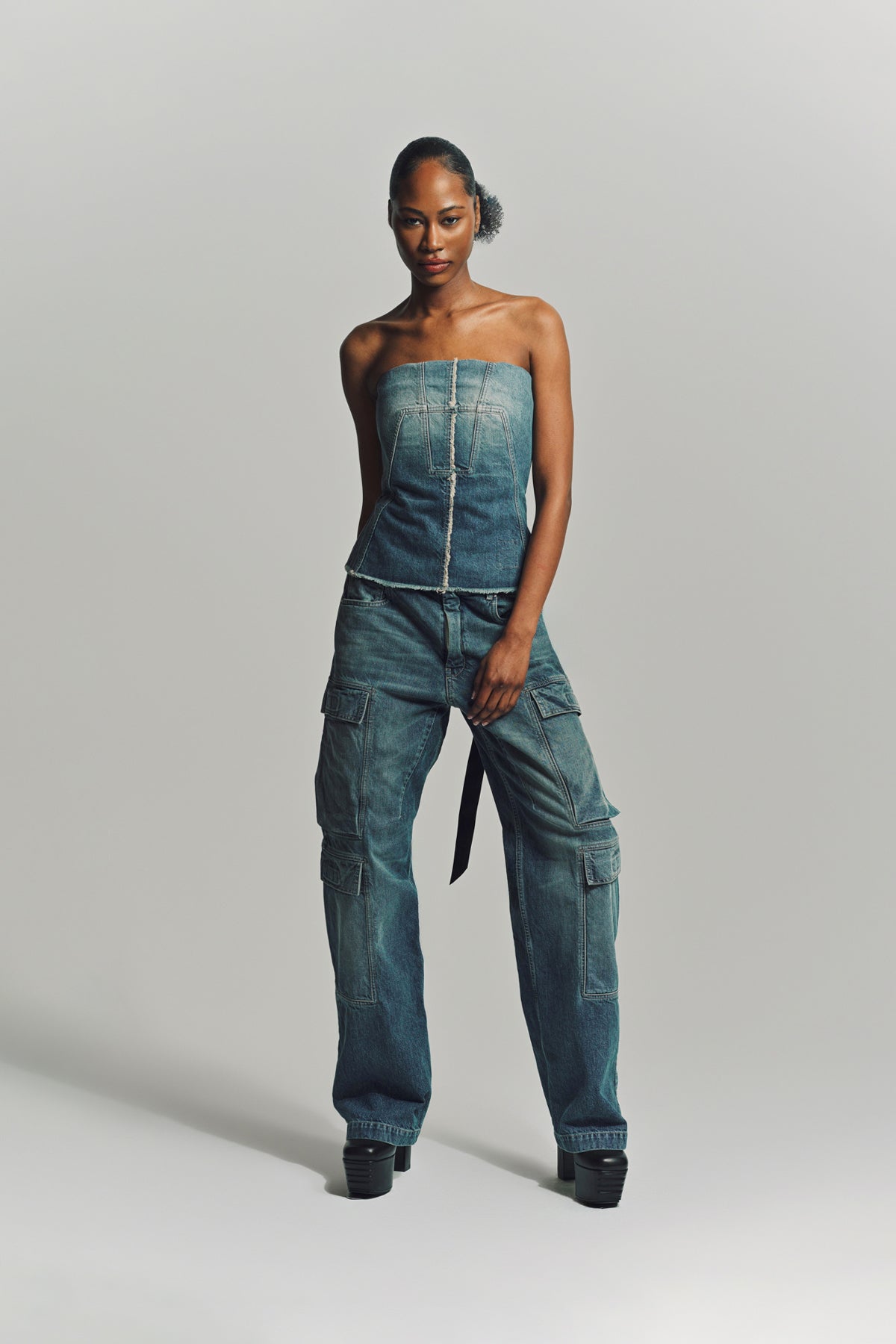 RICK OWENS DRKSHDW | DENIM BUSTIER TOP