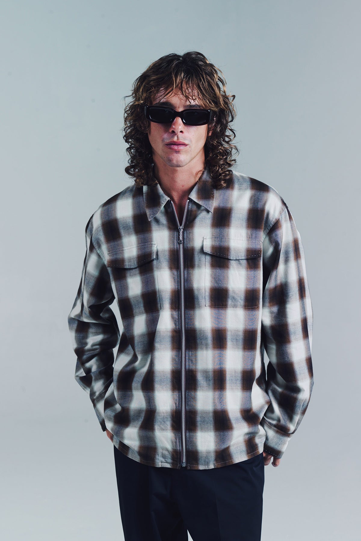 SECOND/LAYER | ZIP RELAXED LONG SLEEVE SHIRT