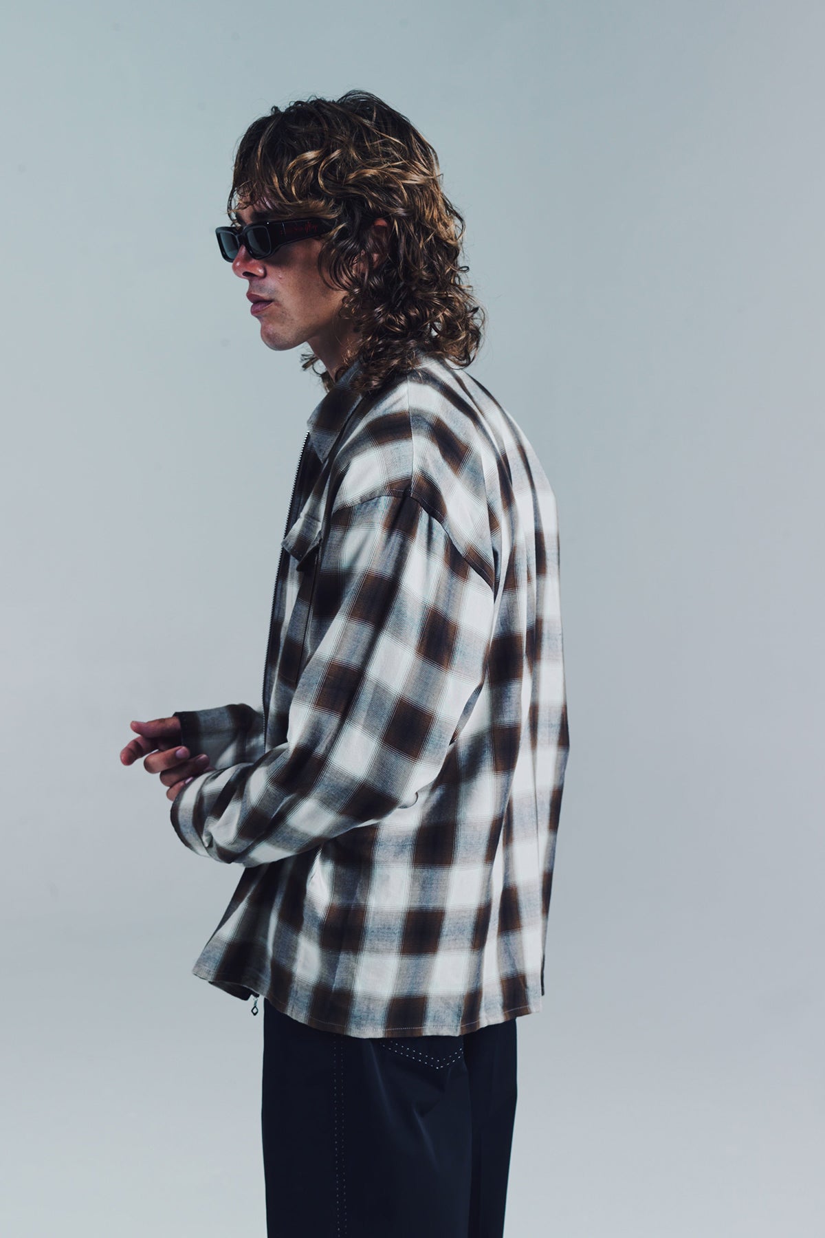 SECOND/LAYER | ZIP RELAXED LONG SLEEVE SHIRT