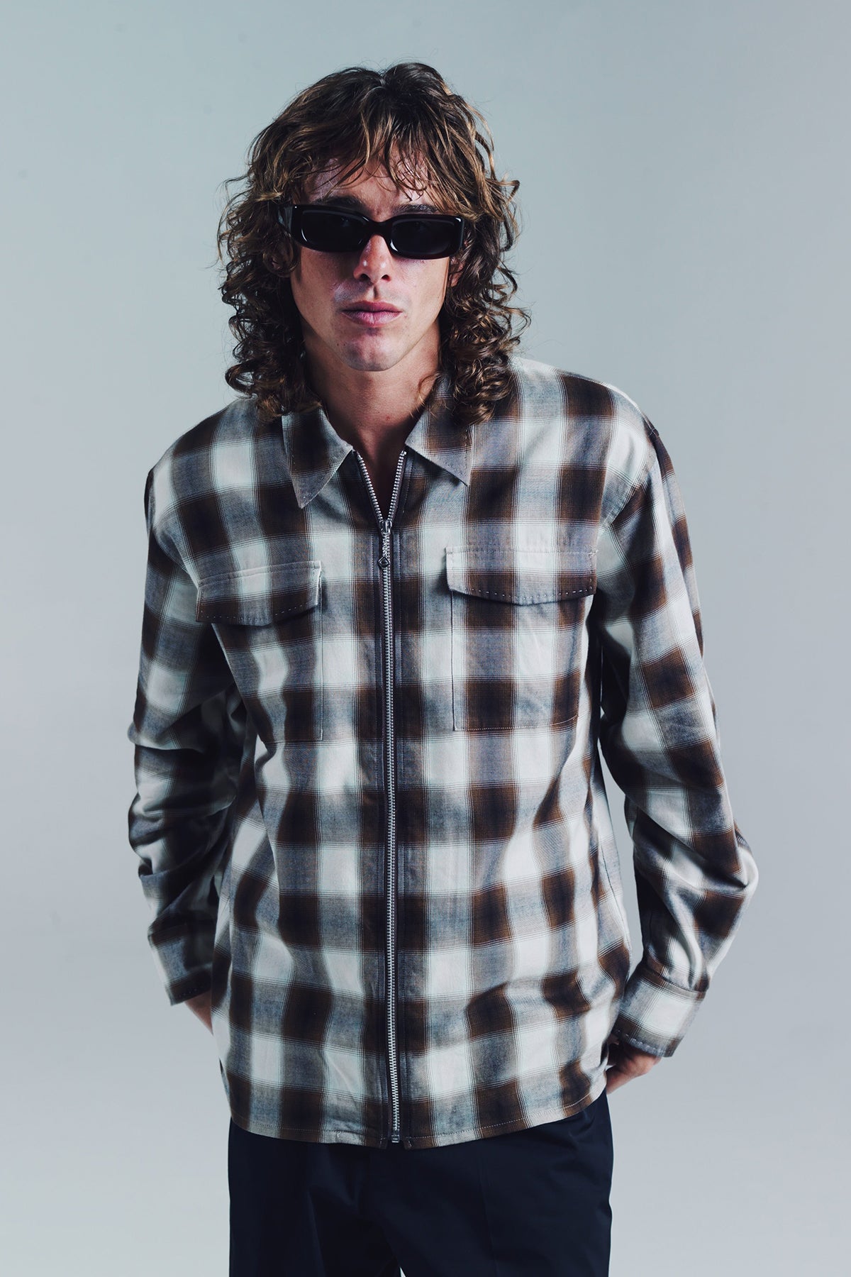 SECOND/LAYER | ZIP RELAXED LONG SLEEVE SHIRT