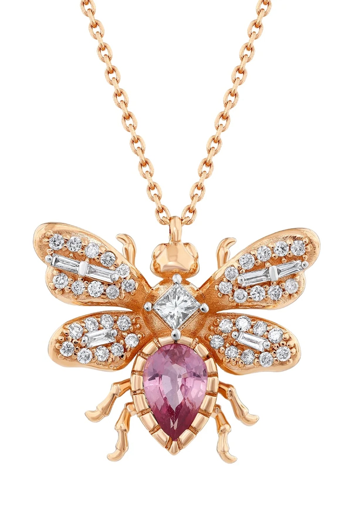 BEE GODDESS | SAPPHIRE & DIAMOND QUEEN BEE NECKLACE - MAXFIELD LA