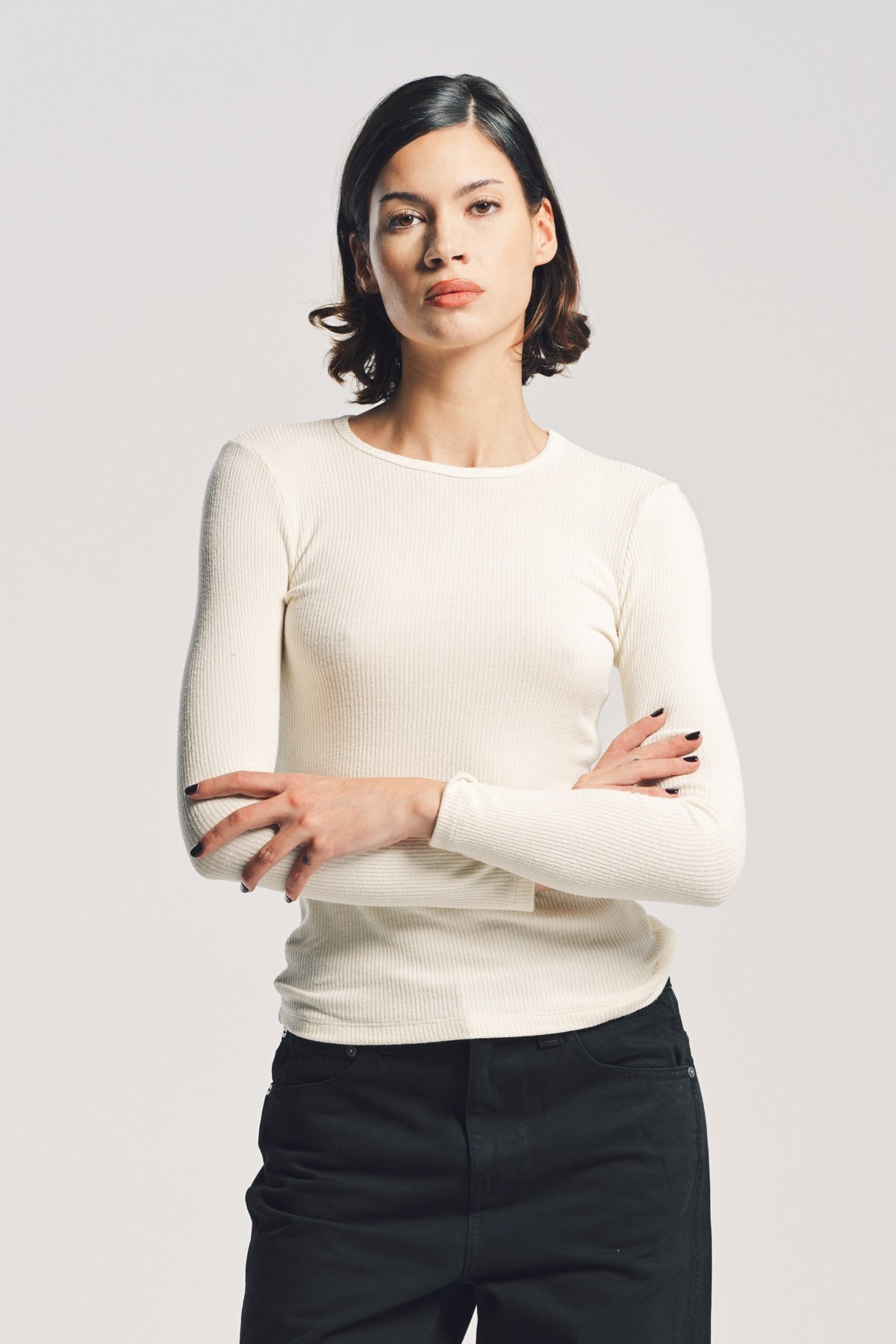 SABLYN | QUINCY LONG SLEEVE FITTED CREWNECK RIB TOP