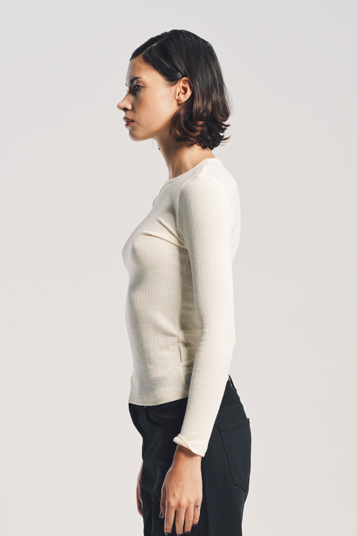 SABLYN | QUINCY LONG SLEEVE FITTED CREWNECK RIB TOP