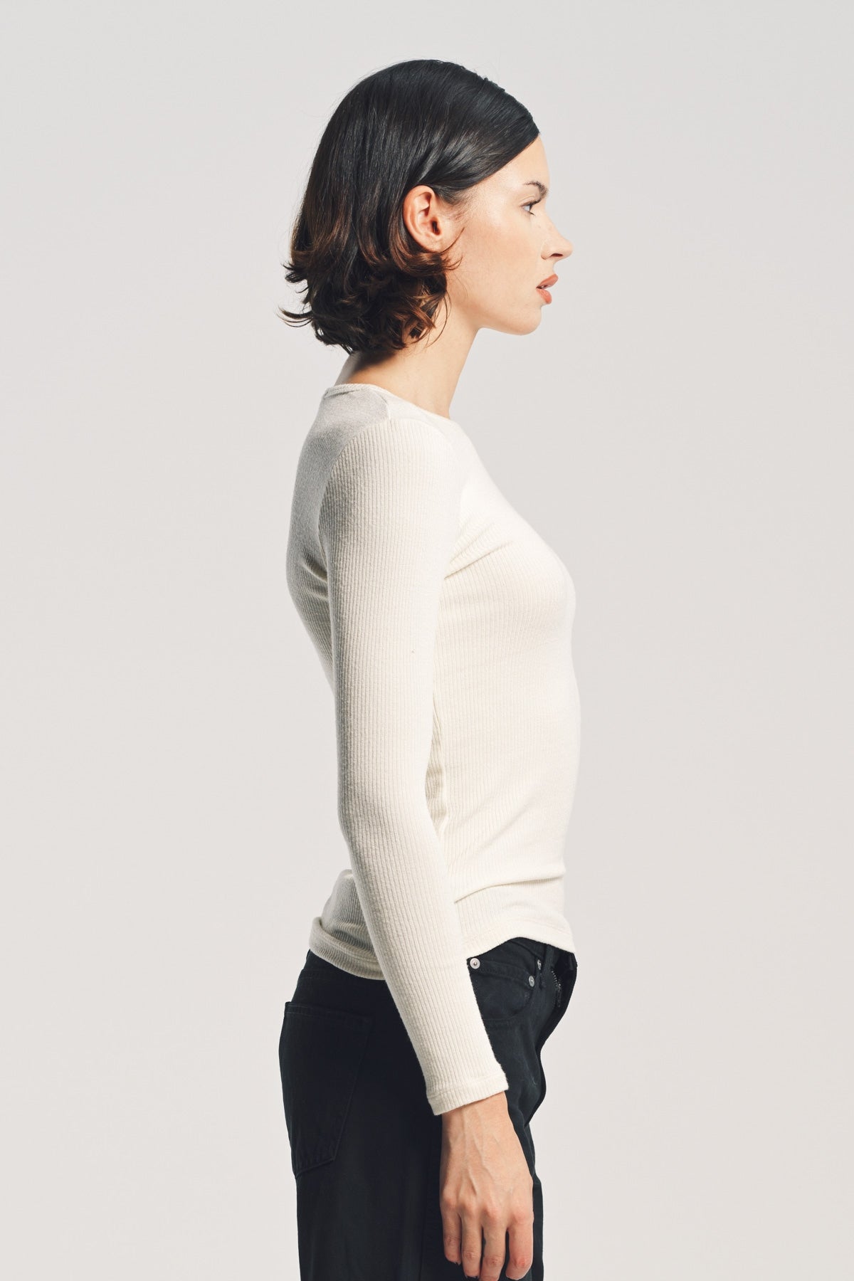 SABLYN | QUINCY LONG SLEEVE FITTED CREWNECK RIB TOP