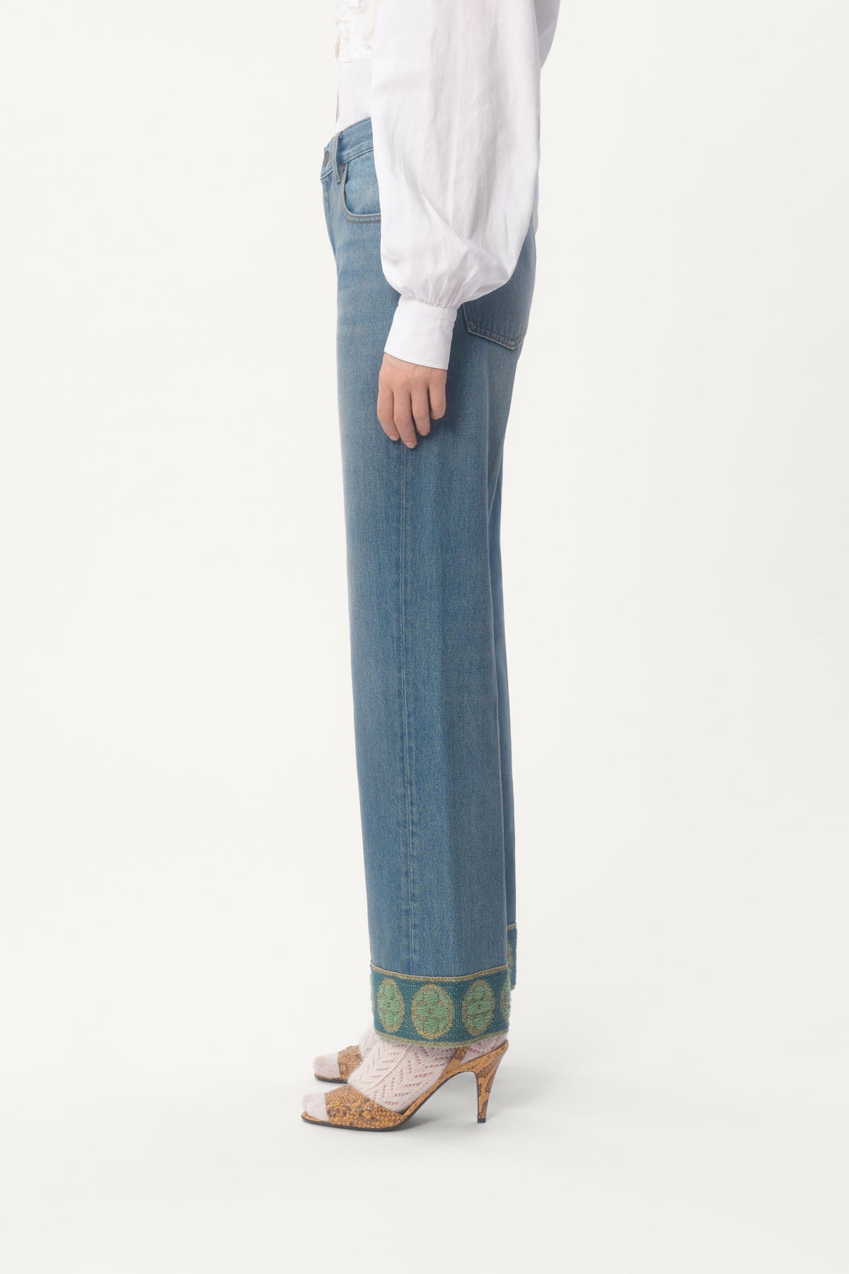 VALENTINO | JACQUARD TRIM JEANS - MAXFIELD LA