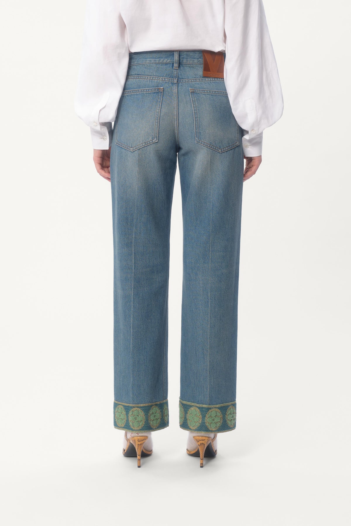 VALENTINO | JACQUARD TRIM JEANS - MAXFIELD LA