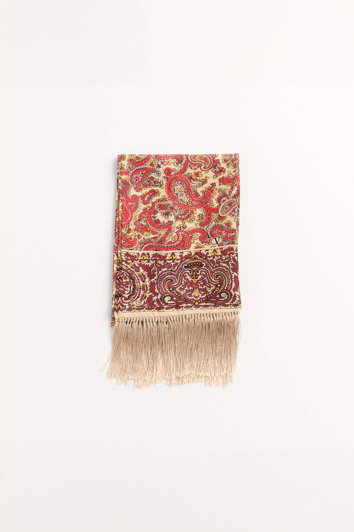 VALENTINO GARAVANI | VOYAGE IMAGINAIRE SILK BANDEAU SCARF WITH FRINGE - MAXFIELD LA