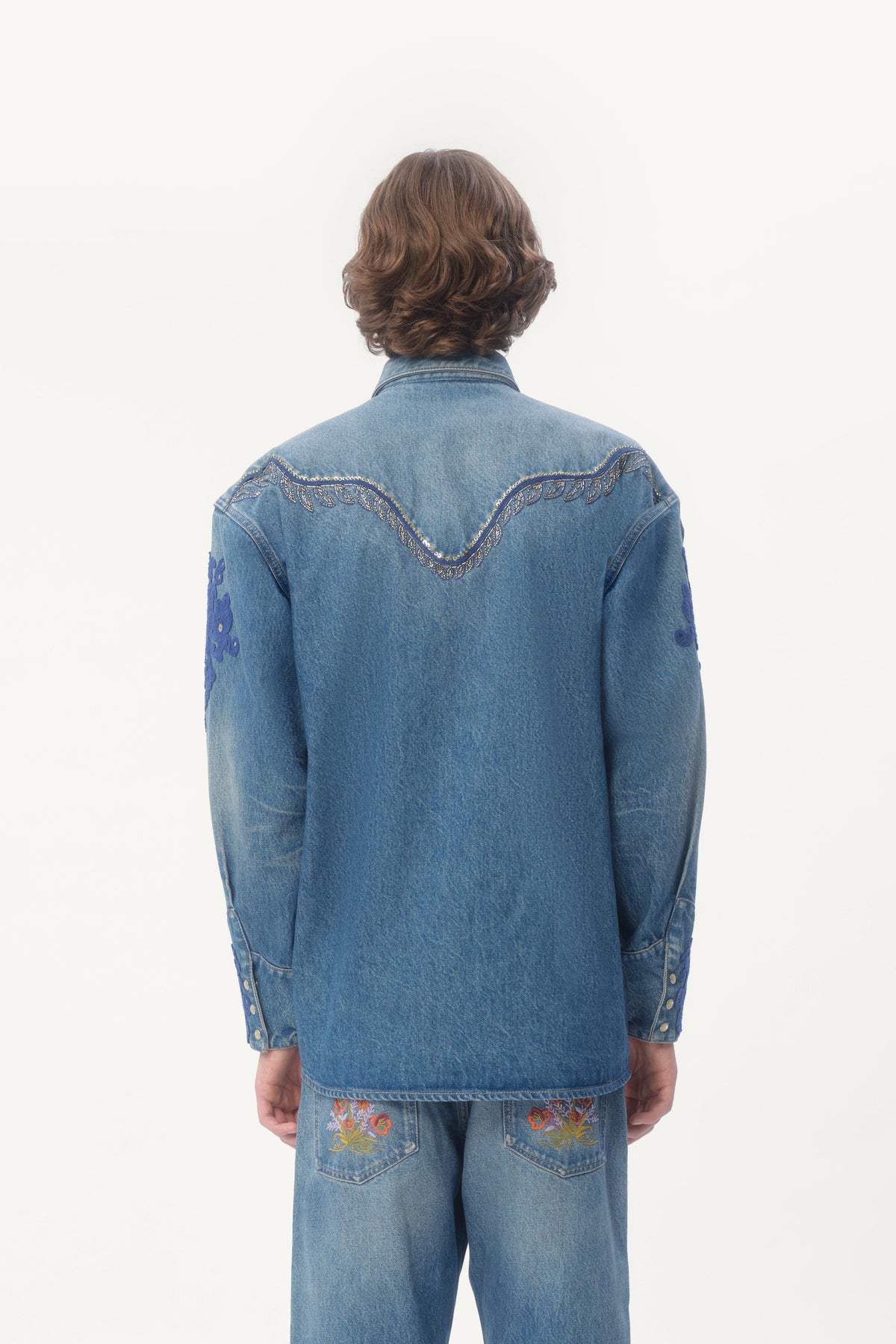 ドリカム　シャツ VALENTINO | EMBROIDERED DENIM SHIRT