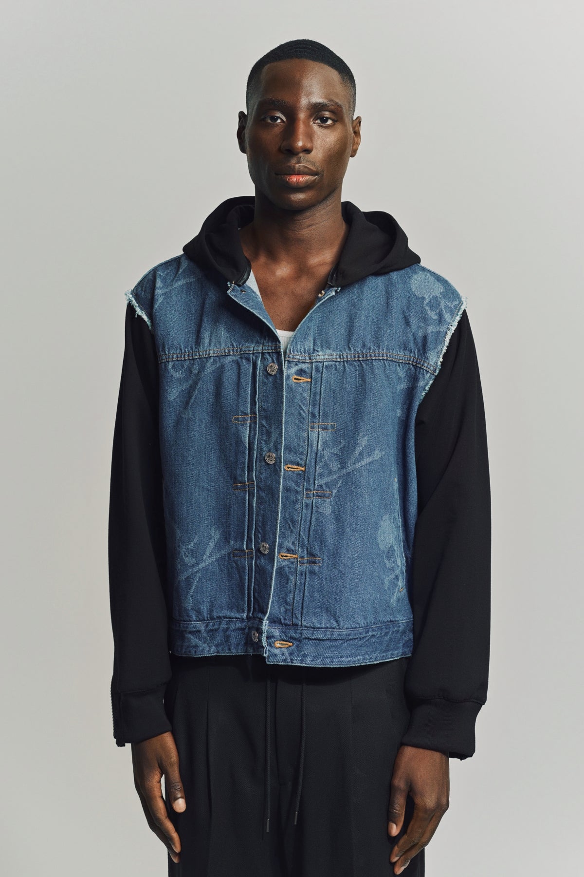 MASTERMIND | HOODED MONOGRAM DENIM JACKET