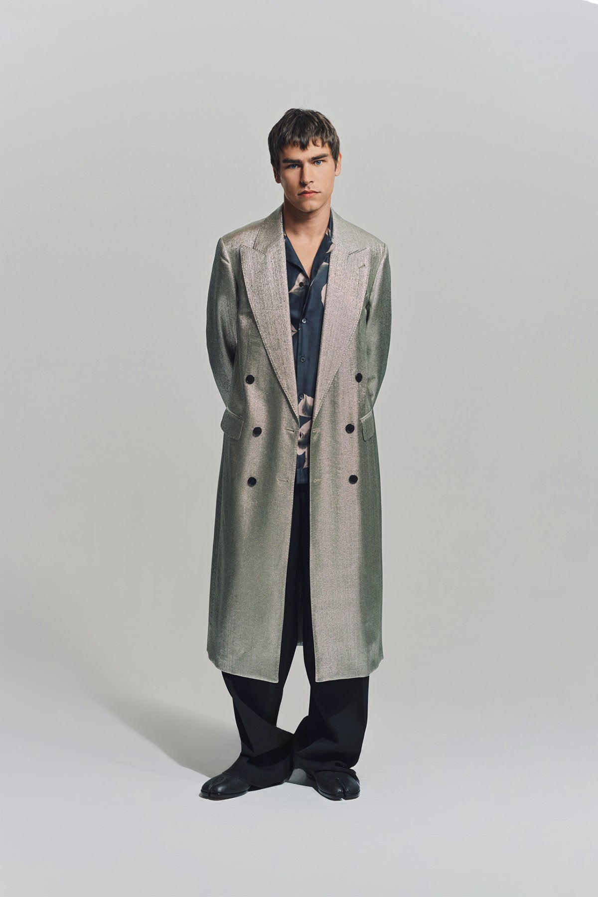 DRIES VAN NOTEN | DOUBLE BREASTED METALLIC COAT