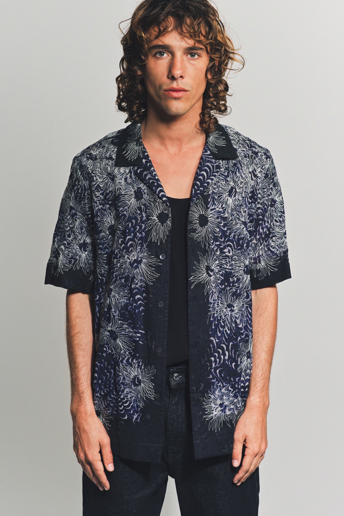 DRIES VAN NOTEN | EMBROIDERED SHORT SLEEVE SHIRT - MAXFIELD LA