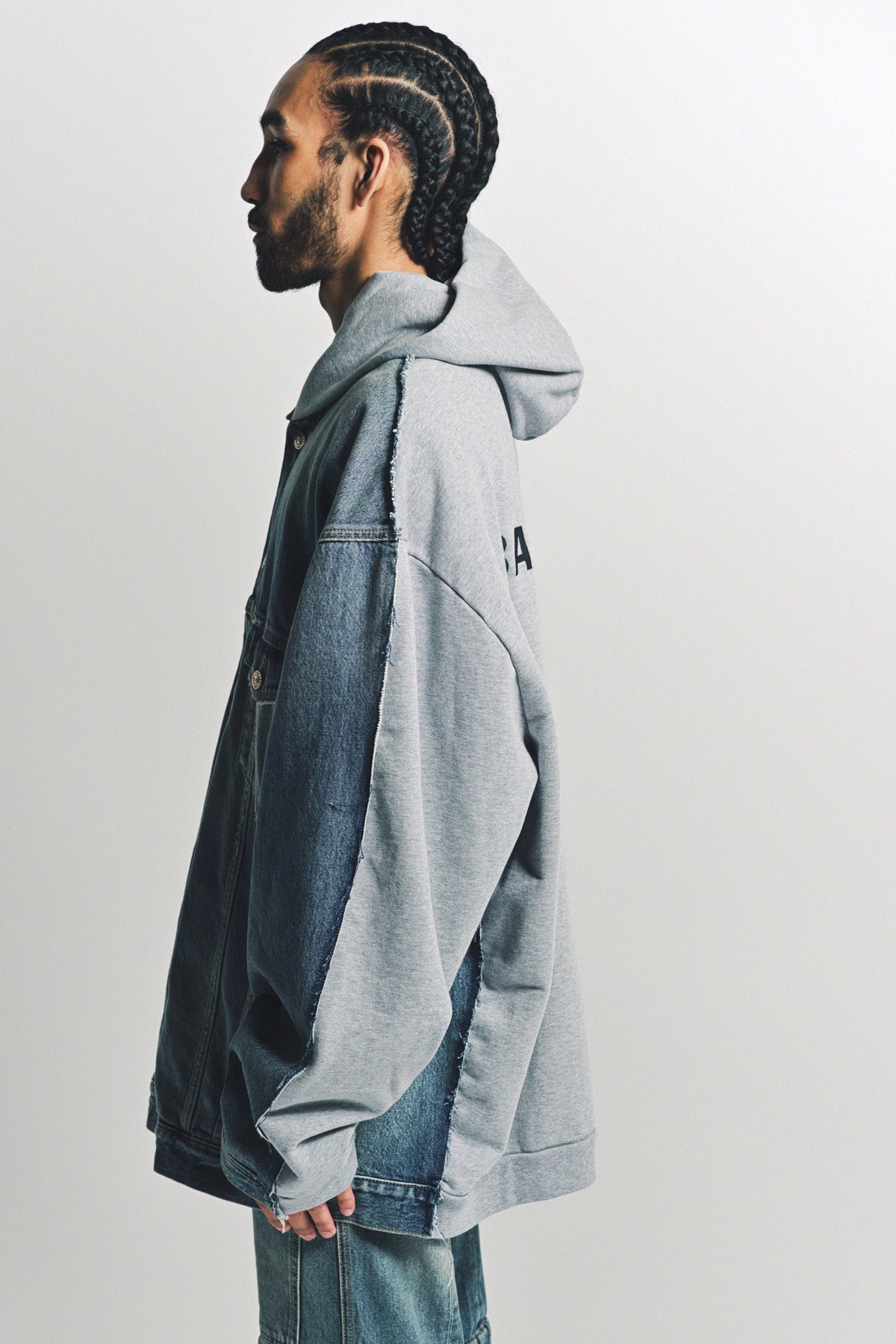 BALENCIAGA | HOODED DENIM JACKET - MAXFIELD LA