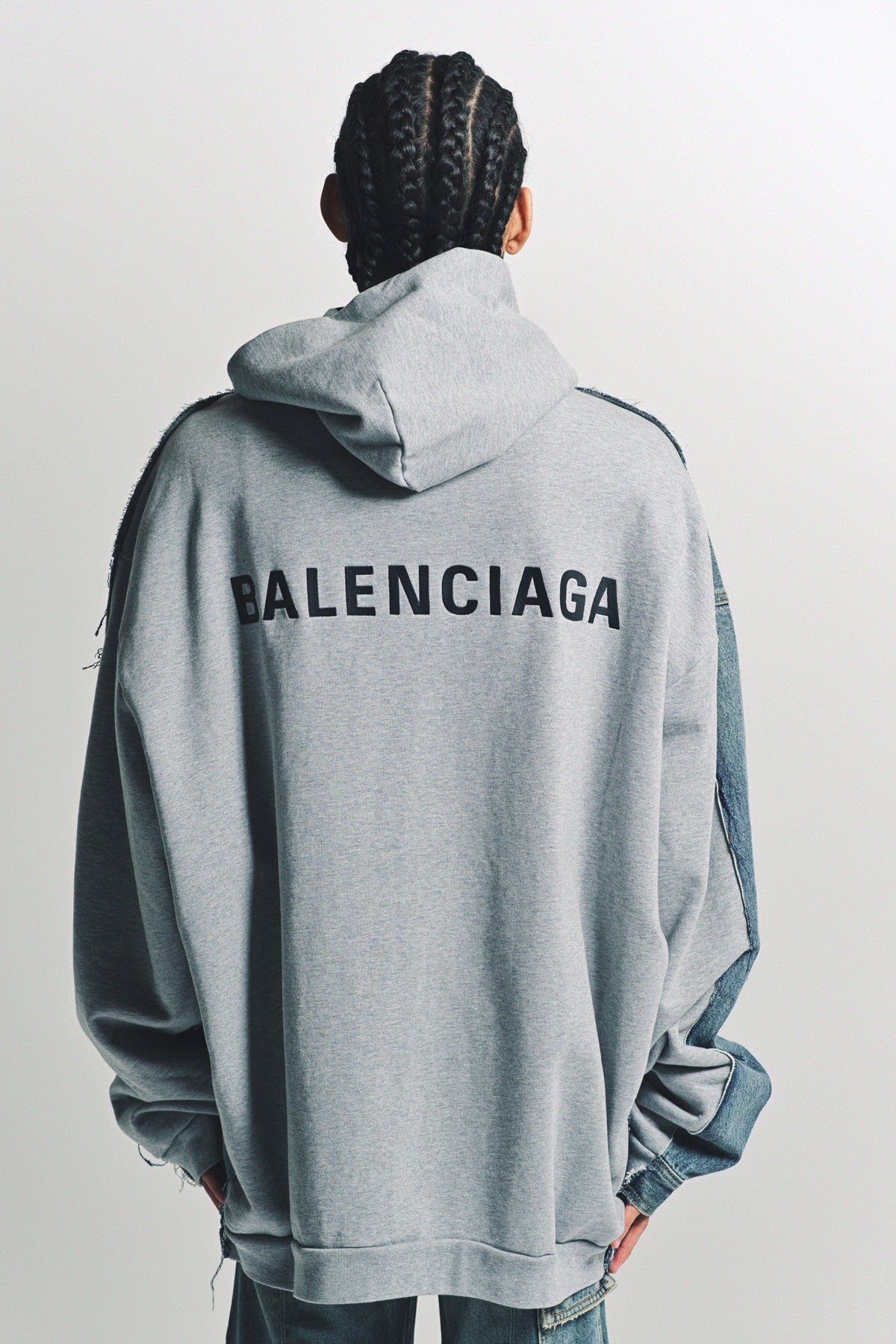 BALENCIAGA | HOODED DENIM JACKET - MAXFIELD LA