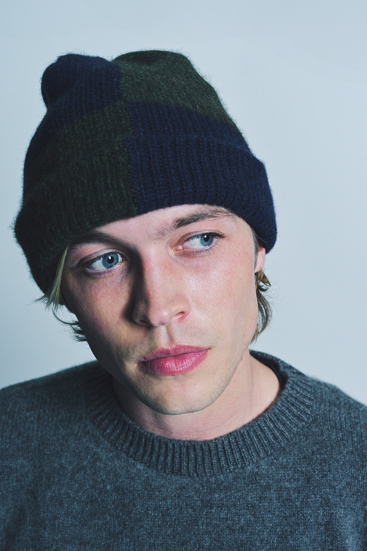 The Elder Statesman リブ編み ニット帽 THE ELDER STATESMAN | CHECKED WATCHMAN CAP