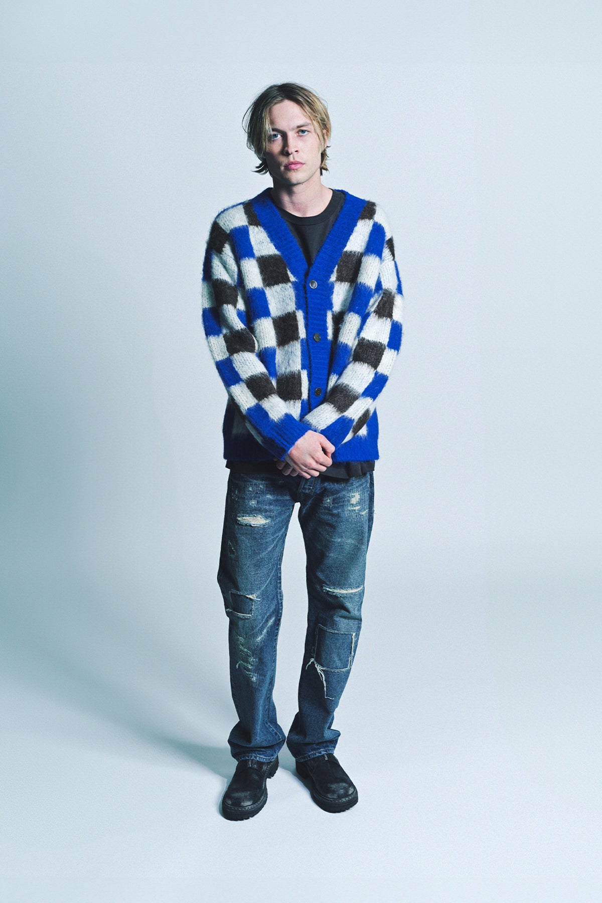 THE ELDER STATESMAN | THISTLE GINGHAM CARDIGAN - MAXFIELD LA