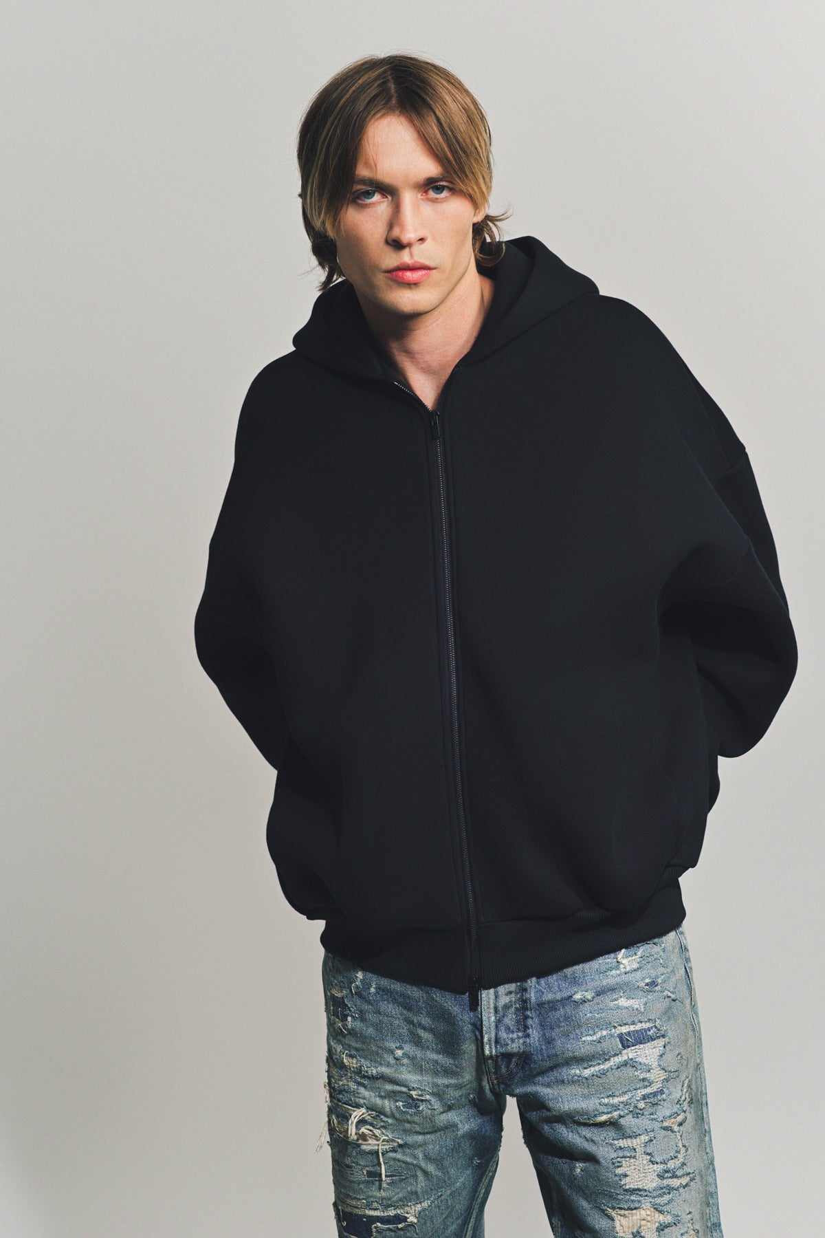 ウェア Fear of god Fear of God - Classic Fit Fleece Zip Up Hoodie in Jet Black – Stoy