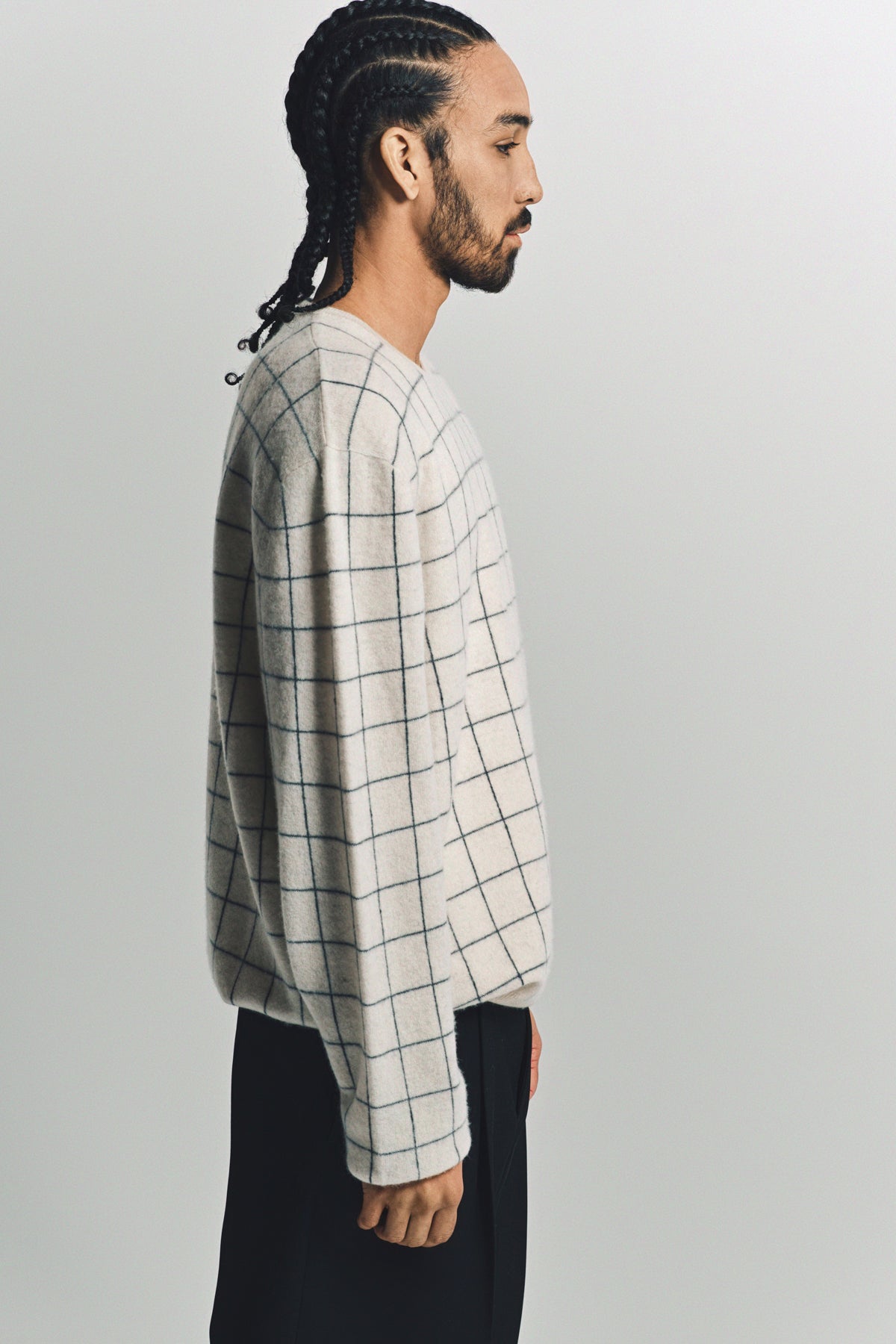 FRENCKENBERGER | BOYFRIEND R-NECK CHECKERED SWEATER