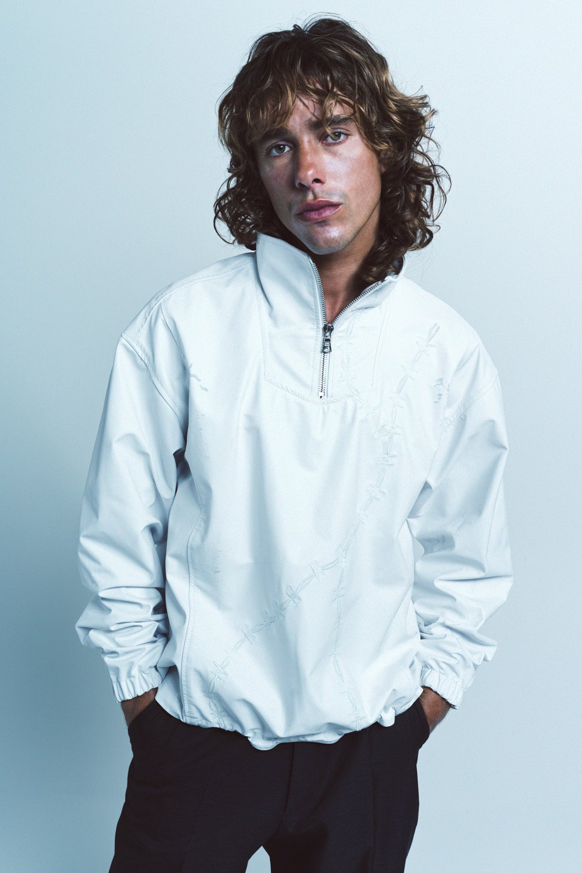 WARREN LOTAS | MOTORCYCLE ACCIDENT LEATHER QUARTER ZIP ZIP - MAXFIELD LA