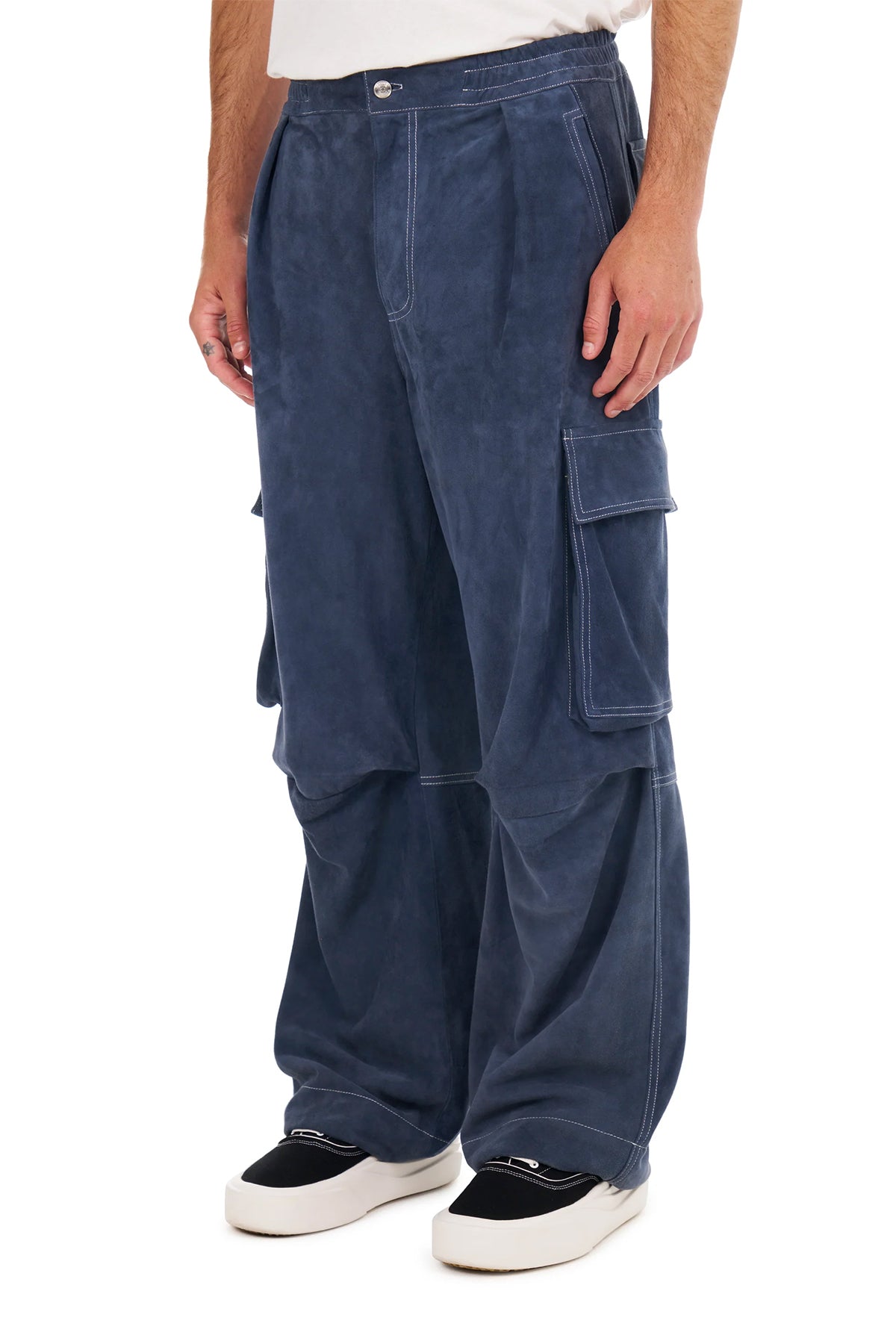 NAHMIAS | SUEDE PLEATED CARGO PANTS