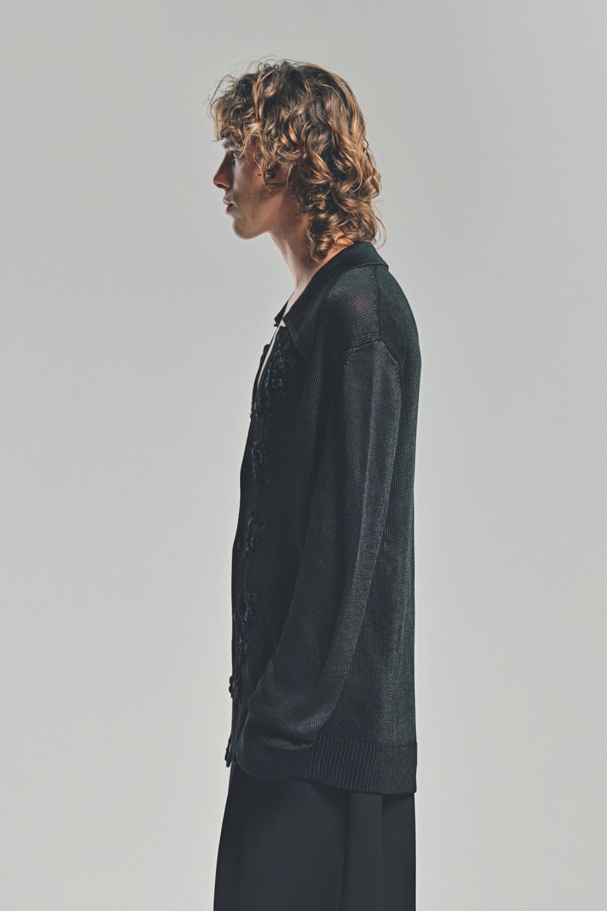 JIL SANDER | CROCHET FLOWER LONG SLEEVE SHIRT