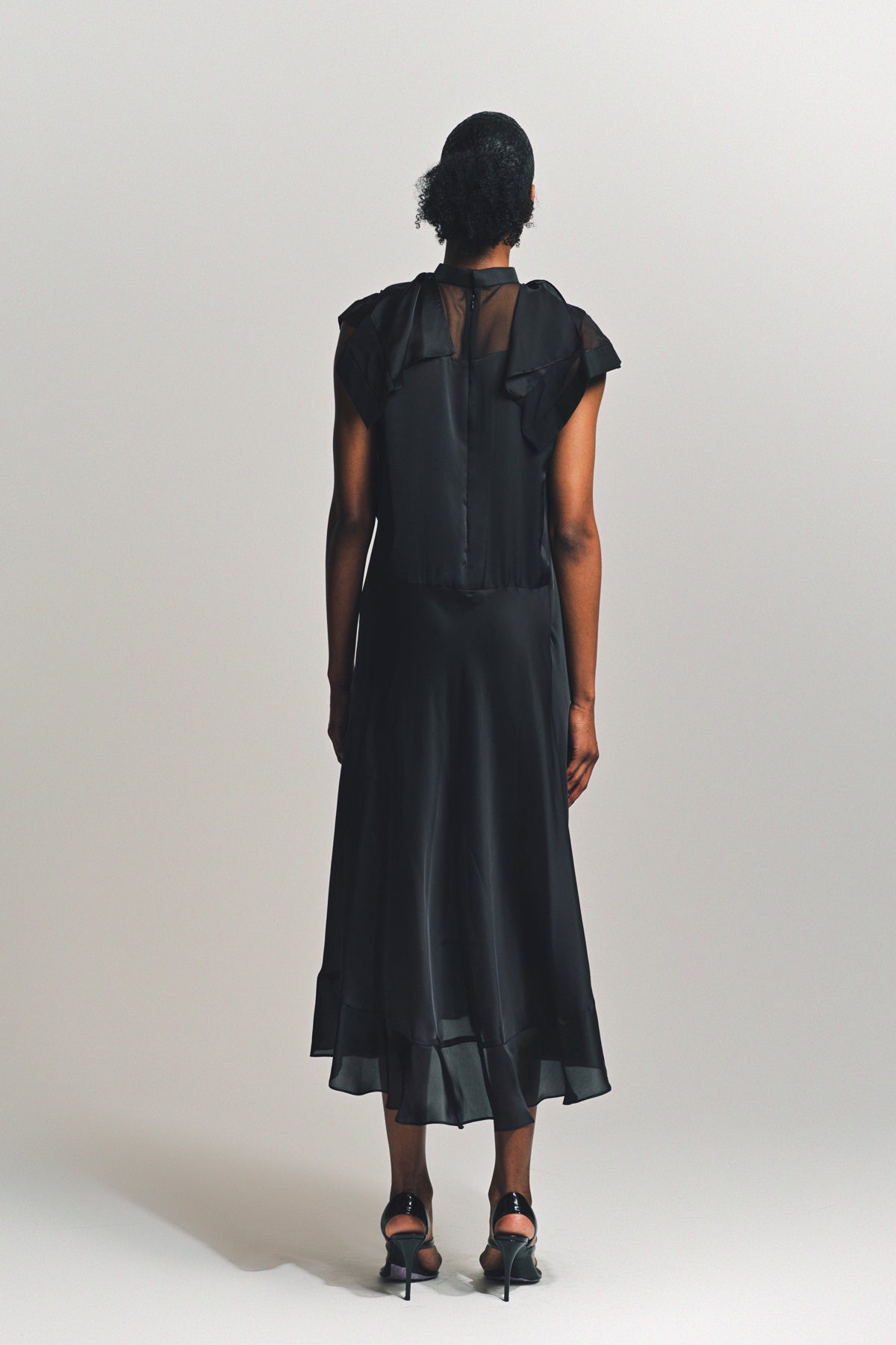 SACAI | SATIN X CHIFFON DRESS