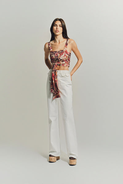 CHLOÉ | CROPPED FRONT-TIE TANK TOP IN CRÊPE DE CHINE