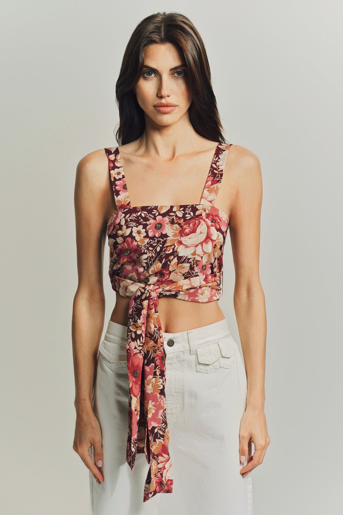 CHLOÉ | CROPPED FRONT-TIE TANK TOP IN CRÊPE DE CHINE