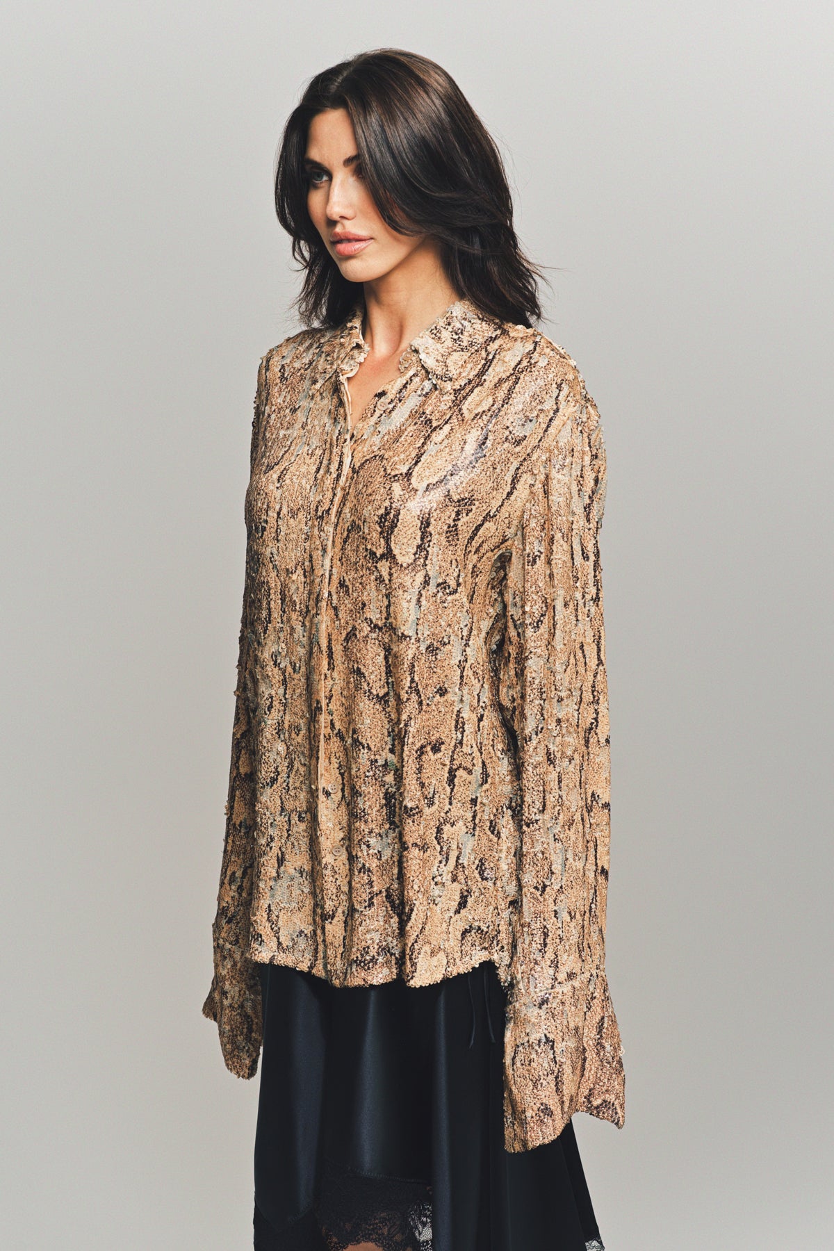 DRIES VAN NOTEN | SNAKE EMBROIDERED LONG SLEEVE SHIRT