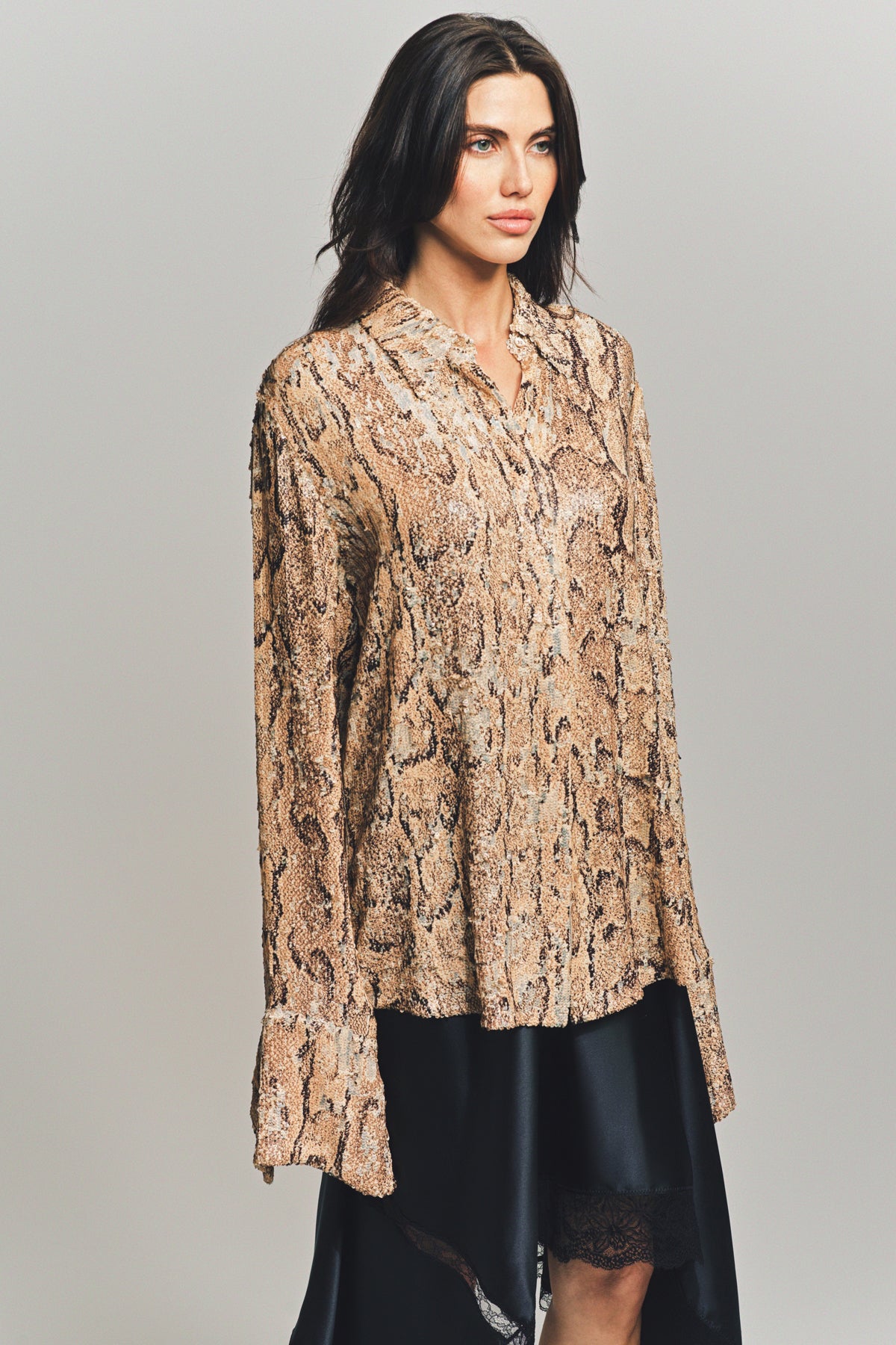 DRIES VAN NOTEN | SNAKE EMBROIDERED LONG SLEEVE SHIRT