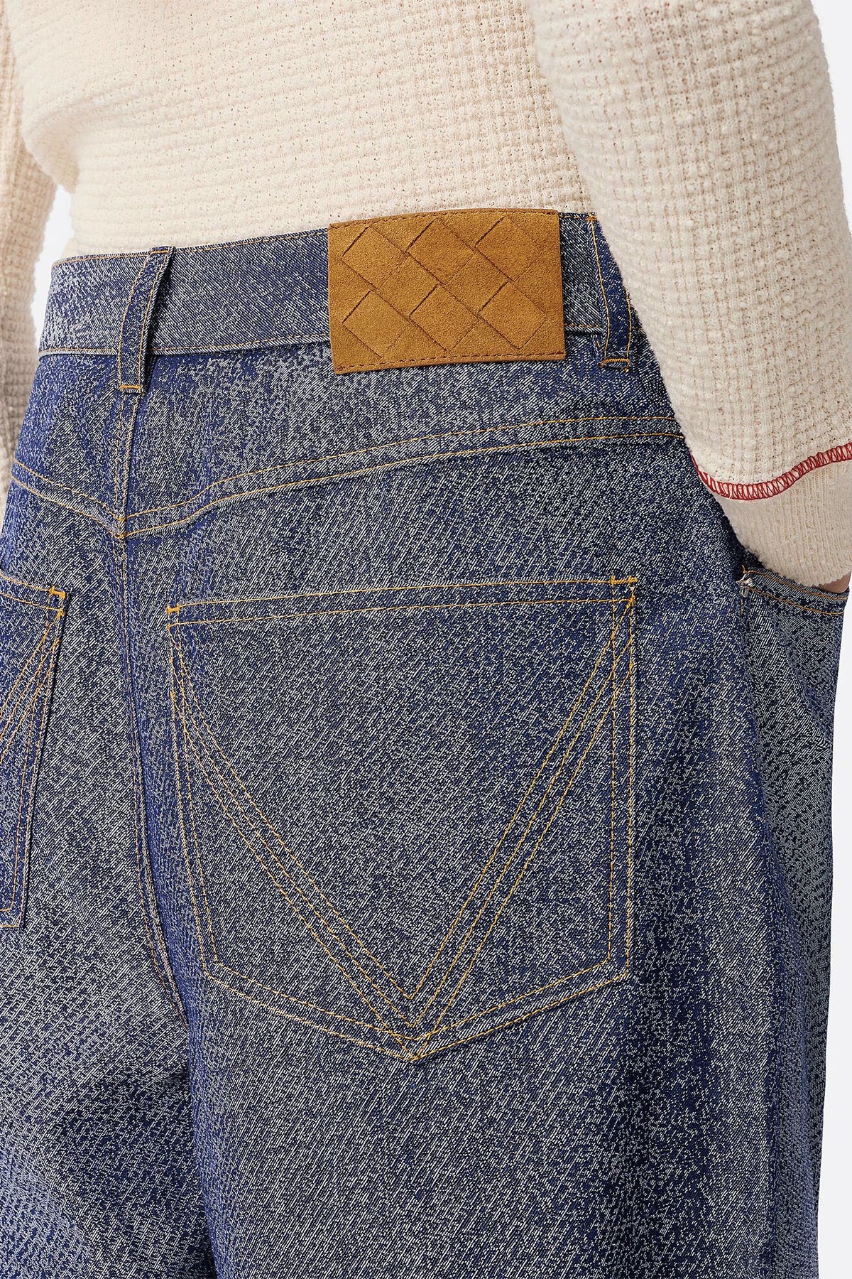 BOTTEGA VENETA | DENIM JACQUARD WIDE LEG TROUSERS