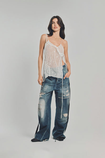 ann demeulemeester/キャミ ANN DEMEULEMEESTER | VEPA RAMAGE JACQUARD SLIP TOP