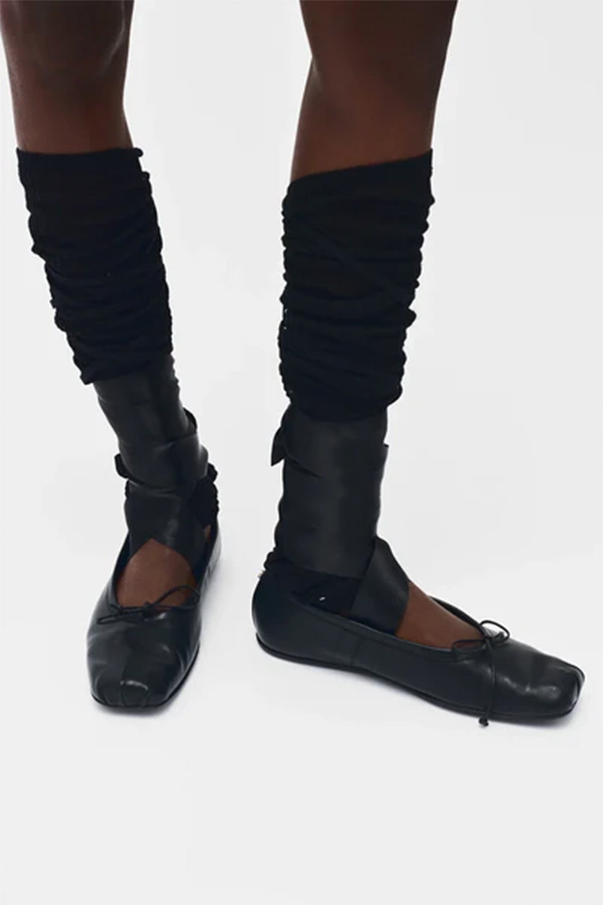 ANN DEMEULEMEESTER | BLACK ADEL OPEN RIB LEG WARMERS